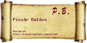 Piszár Balázs névjegykártya