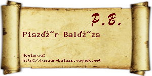 Piszár Balázs névjegykártya